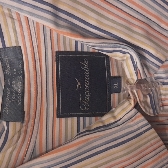 FACONNABLE BOGO Men's Short Sleeved Striped Button Down Shirt Size XL & XXL NWOT - Picture 11 of 12